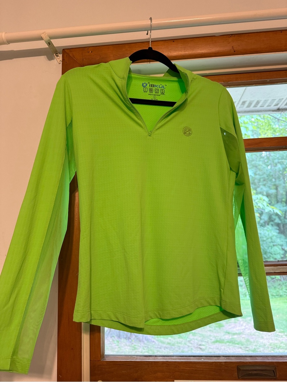 IBKUL Women’s Long-Sleeve Half-Zip Performance Top - Lime
